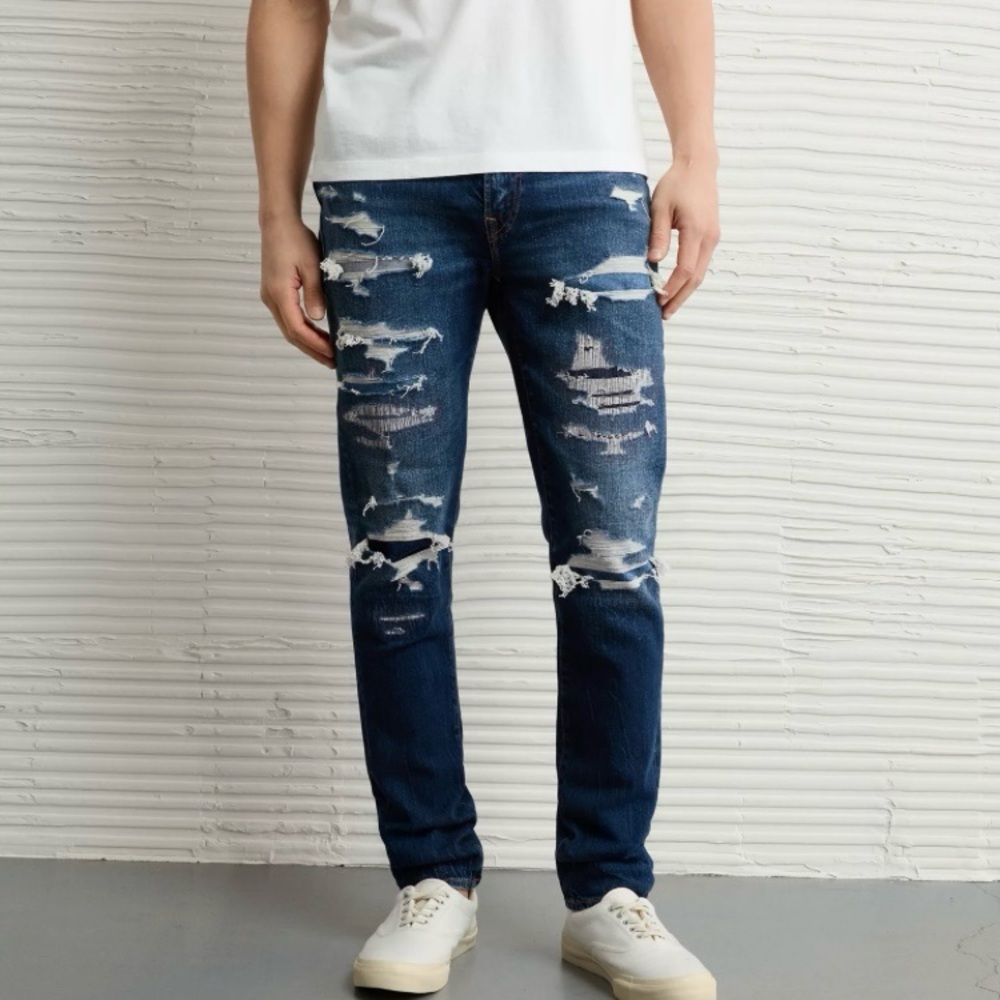 AMERICAN EAGLE AirFlex+ Patched Skinny Jeans (Size Men’s 28) NWT